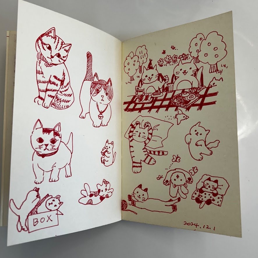 빨간색 유니볼 아이로 그린 그림 - 오동통한 고양이