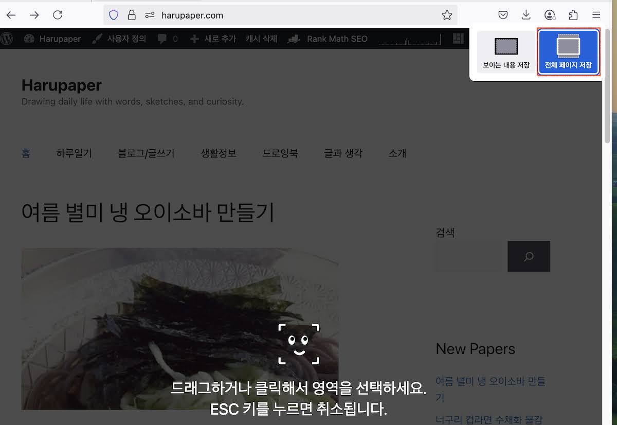 스크롤 없이 웹페이지 전체를 이미지 한 장으로 저장하기