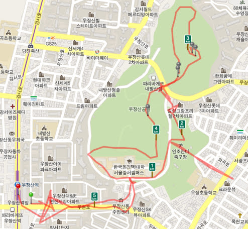 우장산 가을 숲길 지도